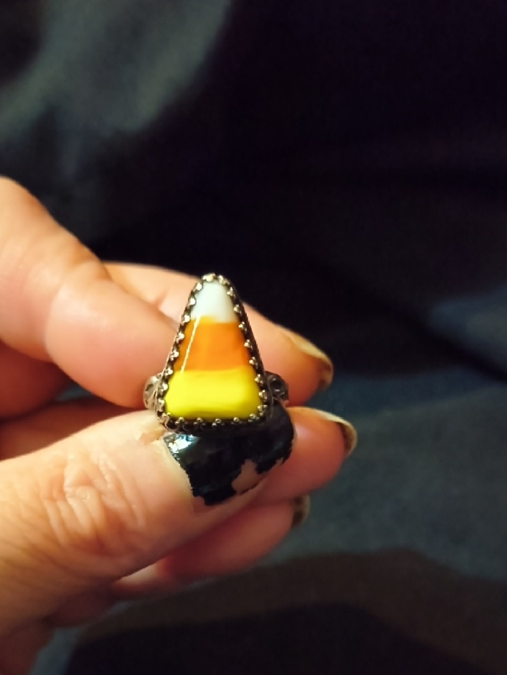 Candy Corn Ring Sterling Silver Sz6 Halloween - Picture 2 of 4